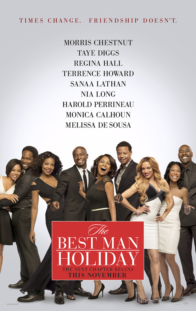 The movie poster for The Best Man Holiday starring Taye Diggs, Morris Chestnut and Regina Hall