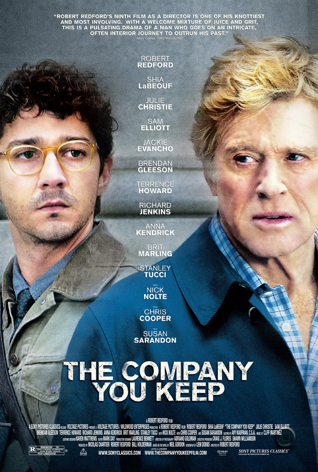 The movie poster for The Company You Keep starring Robert Redford and Shia LaBeouf