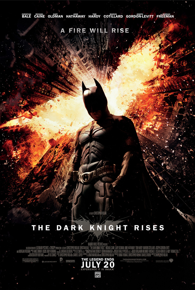 The Dark Knight Rises movie poster from Christopher Nolan starring Christian Bale