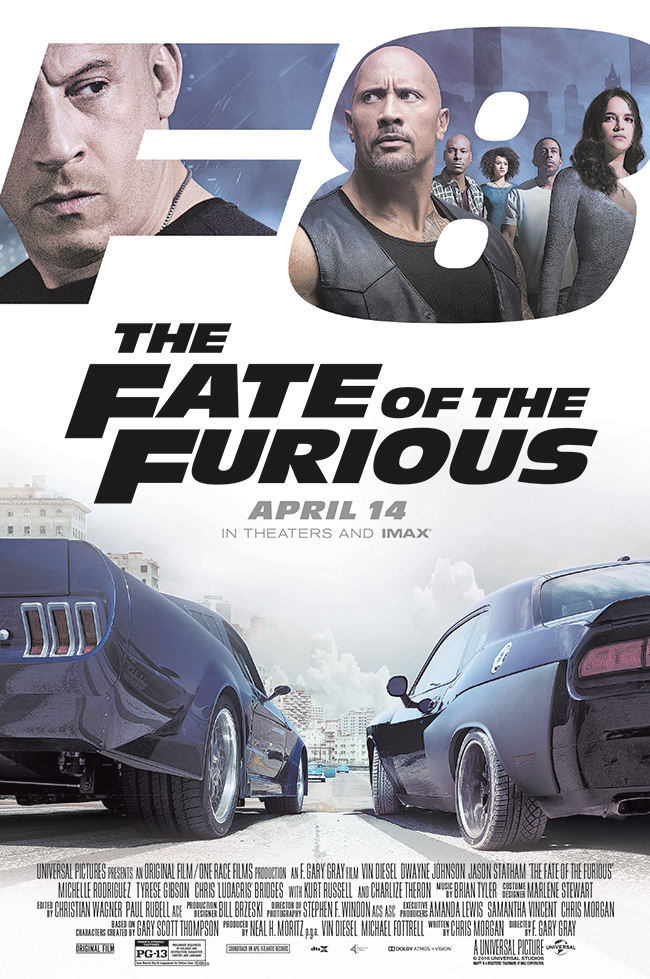 The movie poster for The Fate of the Furious starring Vin Diesel