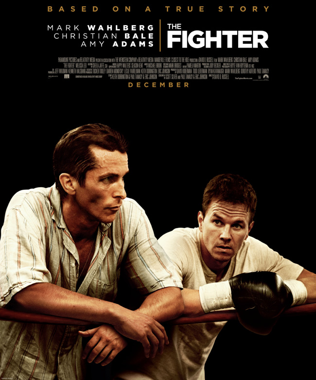 The movie poster for The Fighter with Christian Bale and Mark Wahlberg