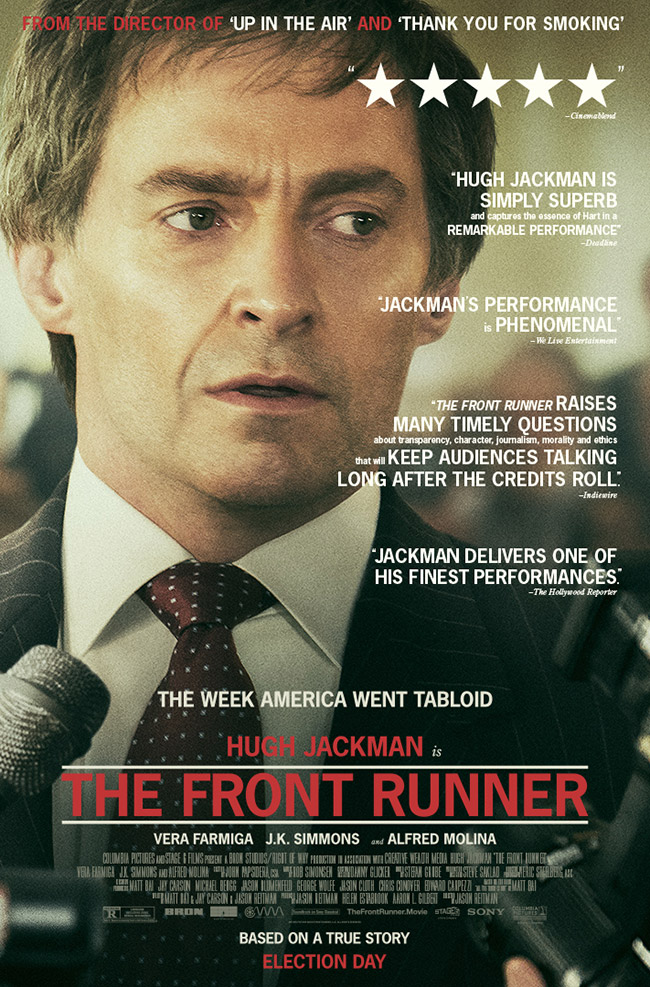 The movie poster for The Front Runner starring Hugh Jackman