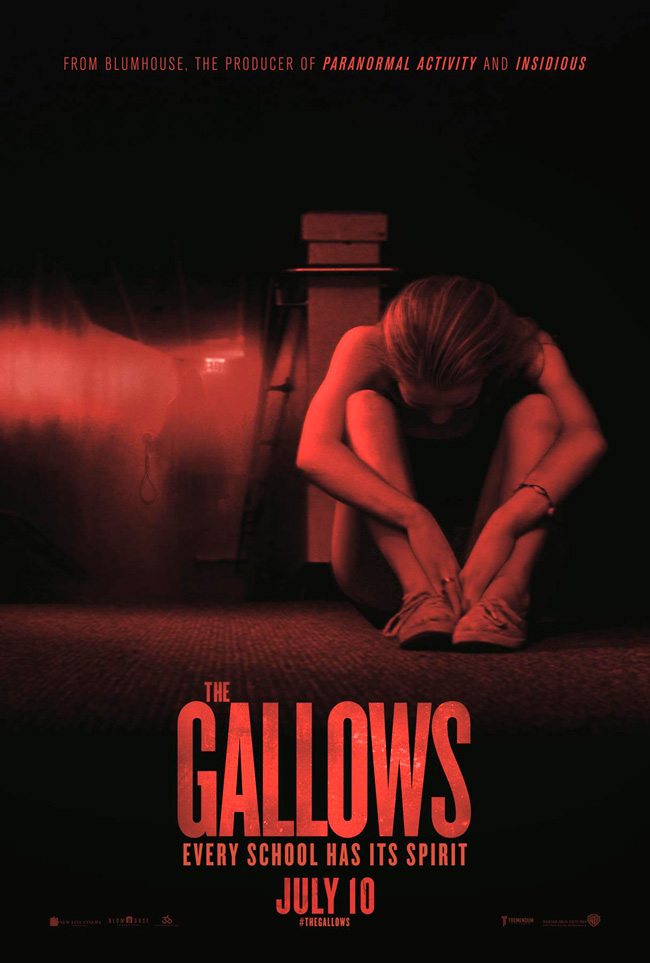 The movie poster for The Gallows from writers and directors Travis Cluff and Chris Lofing and horror producer Jason Blum