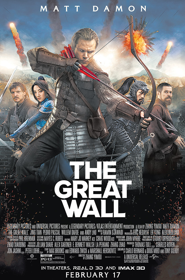 The movie poster for The Great Wall starring Matt Damon
