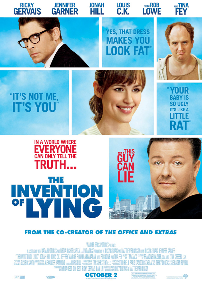 The Invention of Lying movie poster with Jennifer Garner and Ricky Gervais