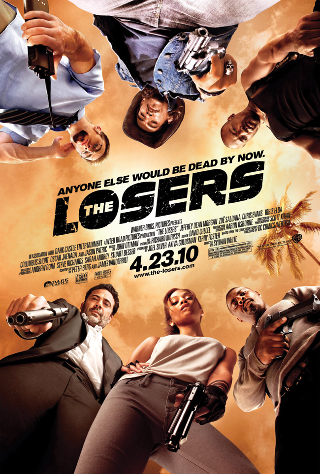 The movie poster for The Losers with Jeffrey Dean Morgan, Zoe Saldana and Chris Evans