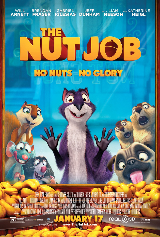 The movie poster for The Nut Job starring Will Arnett and Katherine Heigl