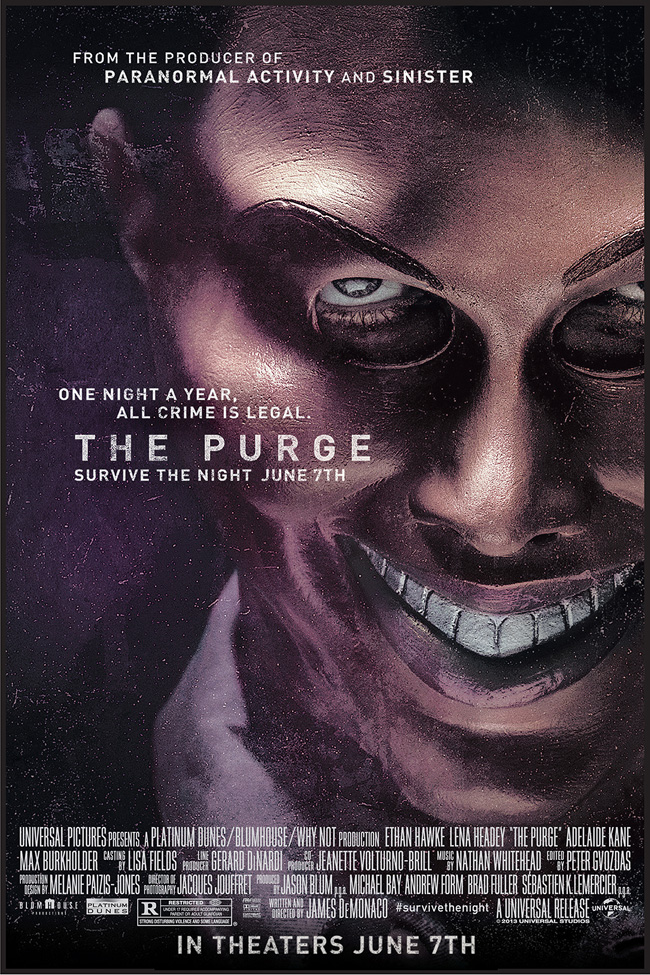 The movie poster for The Purge starring Ethan Hawke