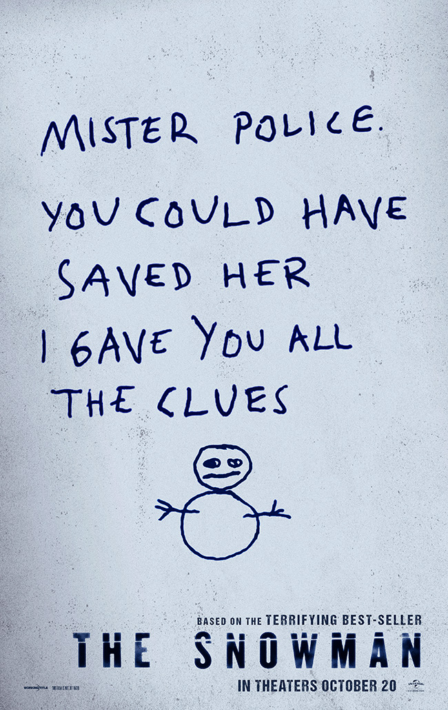 The movie poster for The Snowman with Michael Fassbender