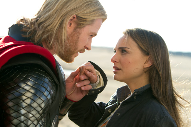Chris Hemsworth (left) and Natalie Portman in Thor