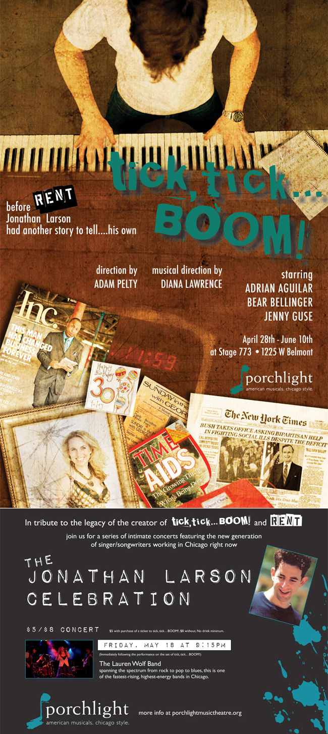 The poster for tick, tick... BOOM! and The Lauren Wolf Band on May 18, 2012 at Stage 773