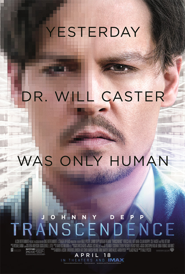 The movie poster for Transcendence with Johnny Depp