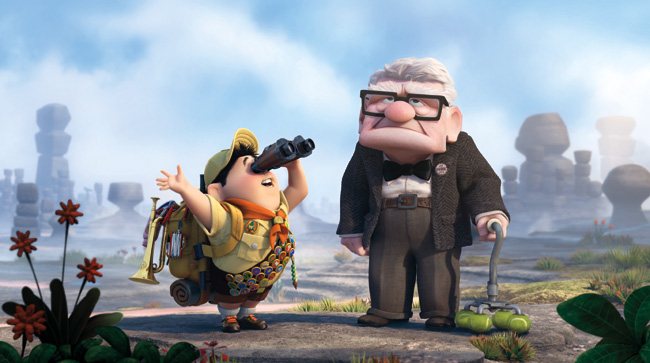 Russell (voice of Jordan Nagai) and Carl Fredricksen (voice of Edward Asner) in Up