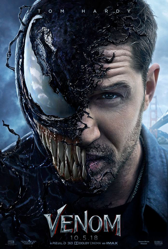 The movie poster for Venom starring Tom Hardy