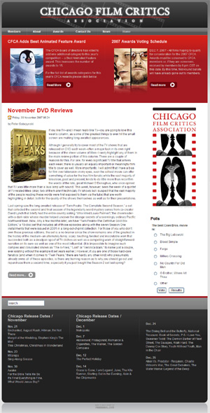 Redesigned Chicago Film Critics Association Web site