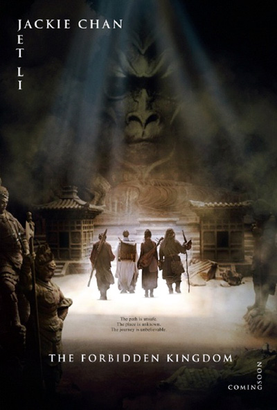 The movie poster for The Forbidden Kingdom with Jet Li and Jackie Chan